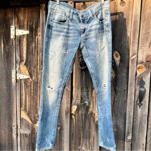 BUCKLE Black Ripped Skinny Jeans Size 31